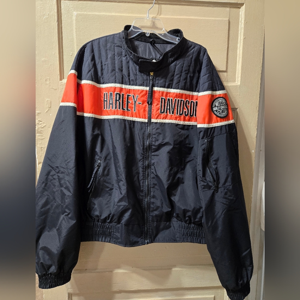 Harley-Davidson Black Jacket with Orange Chest Stripe